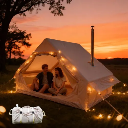 Tienda de campaña inflable con toldo, tienda de campaña para 4 a 6 personas, 4 estaciones, instalación rápida de 5 minutos, impermeable, resistente