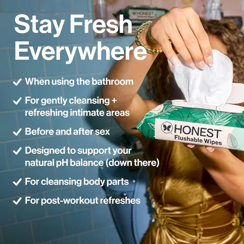 Miniatura 6 de The Honest Company Toallitas hipoalergénicas enjuagables para piel sensible, hojas tropicales, 42 unidades Blanco