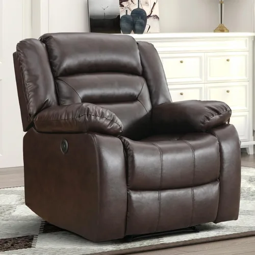 Miniatura 12 de EBELLO Sofá Reclinable Eléctrico de Piel Sintética para Dos Personas, Juego de Sofá Reclinable de 3 Asientos, Juego de Sillón Sofá Reclinable Marrón