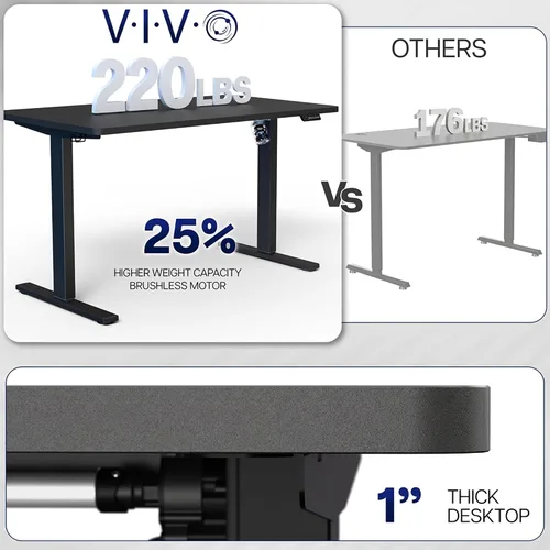 Miniatura 5 de VIVO DESK-KIT-1W4W - Escritorio eléctrico de pie de 43 x 24 pulgadas, ajuste de altura de memoria, serie 1B, parte superior blanca de una pieza