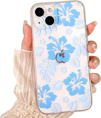 Miniatura 14 de Lovmooful Funda compatible con iPhone 13, bonito diseño transparente de flores de hibisco con estampado floral para niñas y mujeres, TPU suave a