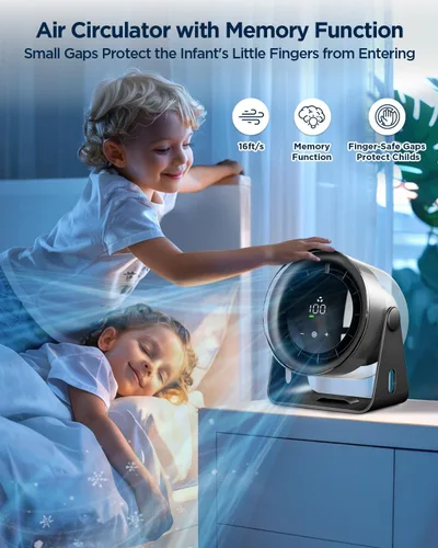 Miniatura 6 de EasyAcc Ventilador de escritorio turbo pequeño de 6000 mAh, máximo 24 horas de tiempo de trabajo, potente flujo de aire de 16 pies, ventilador