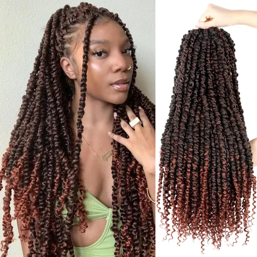 Miniatura 34 de Bileaf Cabello de Ganchillo Passion Twist Pre-retorcido de 10 Pulgadas, 8 Paquetes de Ganchillo Passion Twist, Cabello Corto Passion Twist