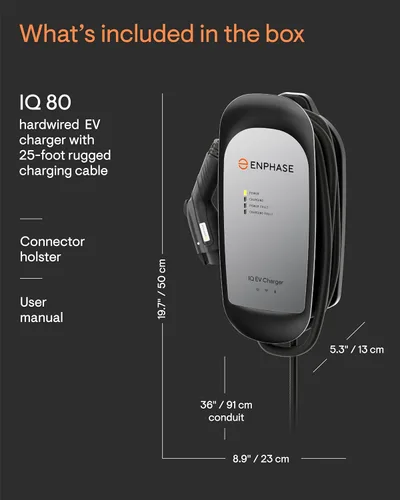Miniatura 4 de Cargador EV inteligente de 64 amperios - Enphase IQ 80, cableado fijo, potencia de 15.4kW, 240V, conectado por Wi-Fi, certificado de seguridad