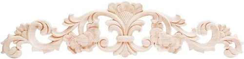 Miniatura 10 de Apliques de madera tallada larga sin pintar, apliques de madera y onlays para muebles (01, 20x11cm/7.87x4.33inch)