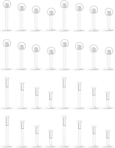 Miniatura 8 de 16G 18G 20G Pendientes de plástico transparentes, tachuelas de nariz, retenedor de piercing para cirugía, deporte, trabajo, labio, labret, Medusa