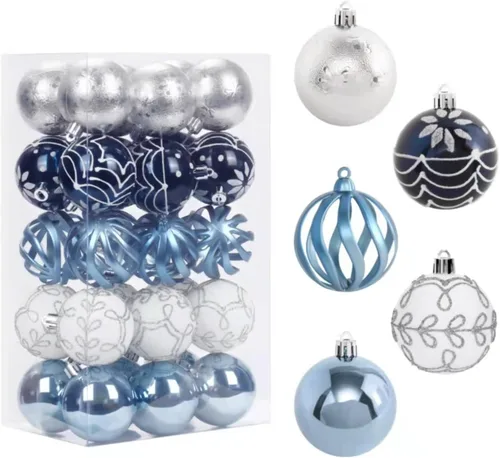 Juego de 30 adornos para árbol de Navidad de 2.36 pulgadas, varios colgantes, juego de adornos de bola irrompibles, decoraciones de temporada con