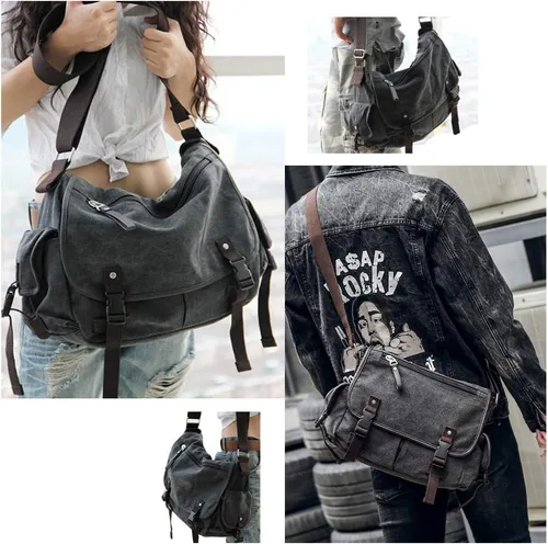 Miniatura 2 de [Actualizado] Bolso mensajero de lona vintage de 13, 15.6 y 17 pulgadas, bolso de hombro grande para computadora portátil, para mujeres y hombres
