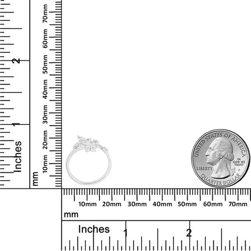 Miniatura 3 de AVORA Anillo de dedo del pie de mariposa ajustable de plata de ley 925 con circonita de diamante simulado