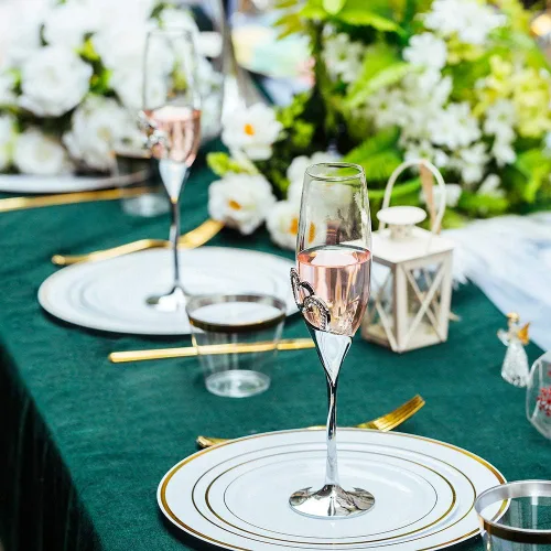 Miniatura 3 de Juego creativo de corazón con copas de champán de diamantes, copas de boda para novia y novio, juegos de regalo de tazas de brindis para parejas