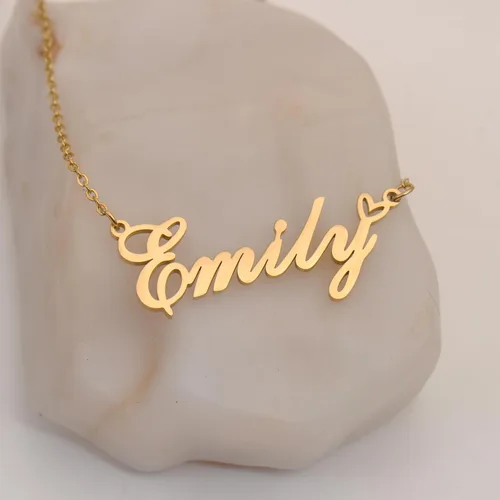 Miniatura 5 de Aoloshow Collar personalizado con nombre de corazón dorado personalizado con cualquier nombre, joyería de acero inoxidable para graduación de mujer