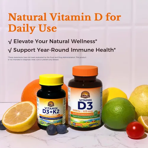Miniatura 8 de Vitalitown Vitamina D3 125 mcg (5000 UI) de alta potencia para apoyo a la salud ósea, dientes, corazón e inmunológico, a base de aceite de oliva