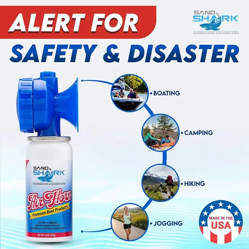 Miniatura 3 de SandShark Bocina de Aire Premium de Mano en Lata - Bocina de Aire Muy Fuerte, Bocina de Barco Aprobada por la Guardia Costera, Bocina de Barco