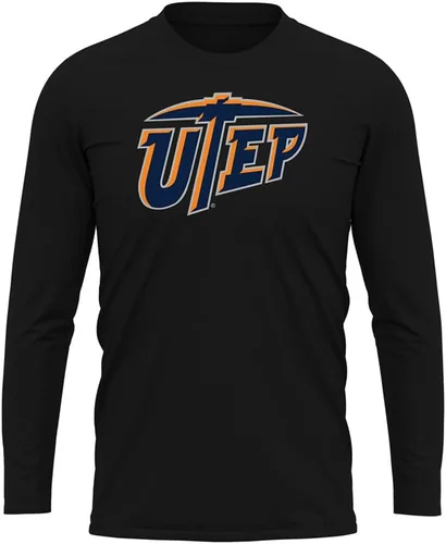 Miniatura 245 de Camisa deportiva de manga larga oficial de la NCAA Collegiate para hombre, colección negra con logotipo primario