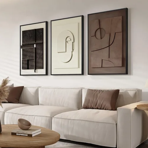 Miniatura 12 de Juego de arte abstracto redondo con textura 3D, 3 piezas, esculturas geométricas bohemias modernas y minimalistas para paredes, pinturas verdes