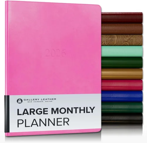 Miniatura 108 de Gallery Leather Agenda Mensual Grande 2025-2026, Elegantemente Encuadernada Planificador de Calendario y Cuaderno con Elegantes Bordes Dorados, 18