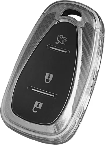 Miniatura 8 de Funda para llavero de TPU compatible con Chevy Blazer Camaro Cruze Equinox Malibu Sonic Traverse TRAX textura de fibra de carbono transparente 3, 4