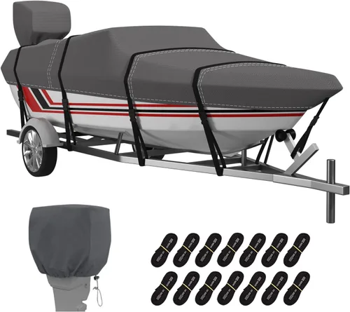Miniatura 16 de VINPATIO Cubierta de motor fuera de borda, capó de motor de poliéster 600D impermeable para motores de barco de hasta 10 HP, tela teñida