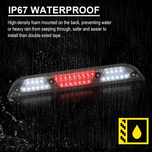 Miniatura 8 de Tercera luz de freno LED de lente ahumada compatible con F150 2015-2024, F250/F350/F450/F550 2017-2024, Ranger 2019-2024, 3ª lámpara de parada