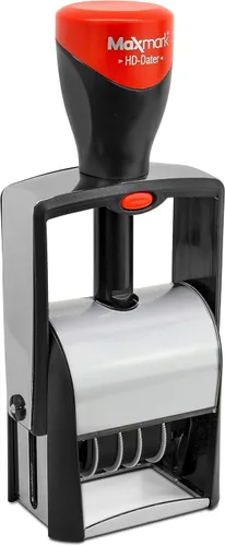 Miniatura 7 de MaxMark Sello de fecha autoentintado resistente con frase pagada, 2 colores azul/tinta roja Hd Azul/Rojo