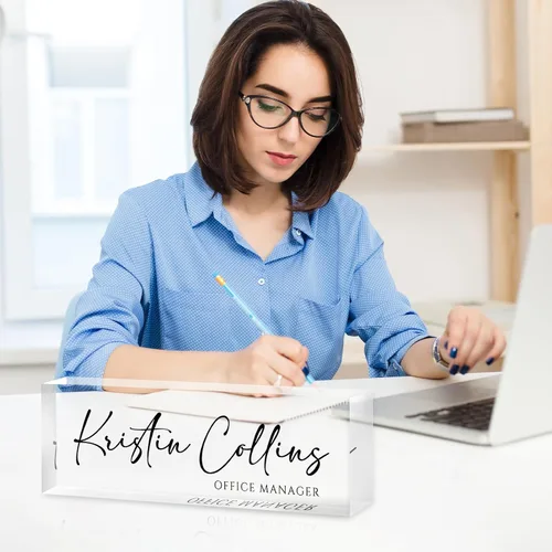 Miniatura 4 de Placa de nombre personalizada para escritorio, placa de nombre personalizada en cristal acrílico transparente, regalos de agradecimiento para Tinta