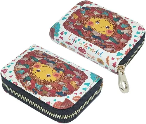 Miniatura 3 de MOYYO Funda de cuero con cremallera para tarjetas de crédito RFID para mujeres y niñas