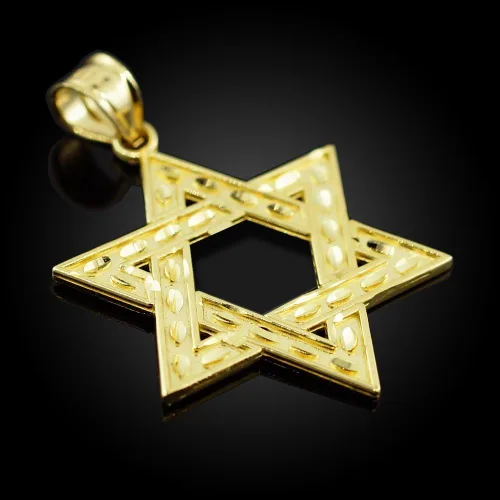 Miniatura 2 de Colgante de oro de 14 quilates con estrella judía de David (pequeño), Oro amarillo, No es una piedra preciosa