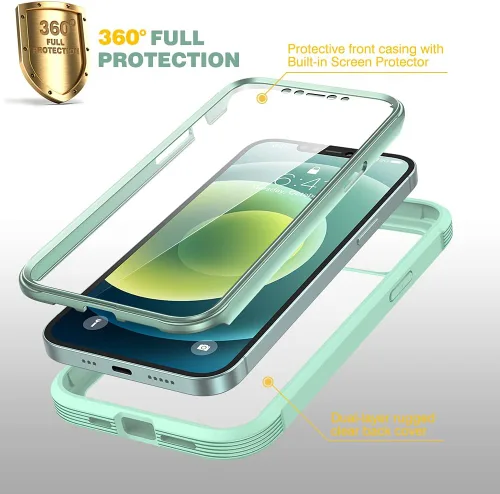 Miniatura 2 de Diaclara Diseñada para iPhone 12/12 Pro, cuerpo completo resistente con protector de pantalla integrado sensible al tacto, antiarañazos, parachoques