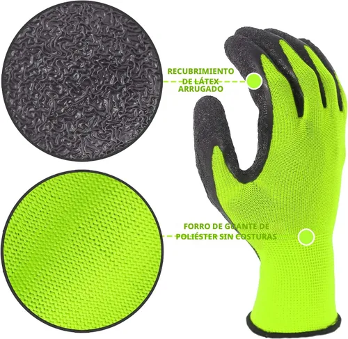 Miniatura 3 de Evridwear - Guantes de trabajo de látex arrugado recubiertos para manos, de seguridad para hombres, mujeres, uso múltiple general, construcción