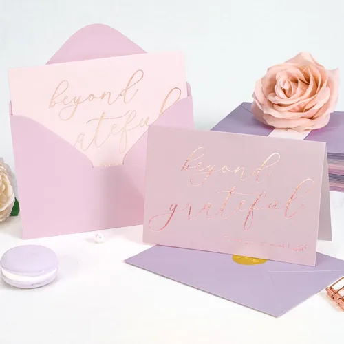 Miniatura 4 de Crisky 50 unidades de tarjetas de agradecimiento de tono lavanda Más allá de agradecido con sobres y pegatinas, tarjetas de felicitación simples