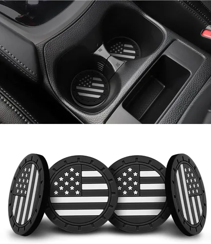 4 paquetes de posavasos para coche, portavasos universales con bandera americana de silicona antideslizante, accesorios para el interior del coche,