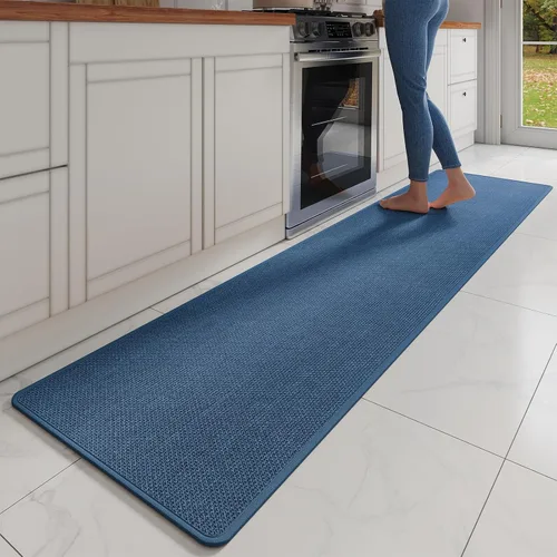 Miniatura 34 de YDKGL Tapetes de cocina para piso, alfombras de cocina súper absorbentes, antideslizantes, lavables, de lino sintético suave trenzado, alfombra