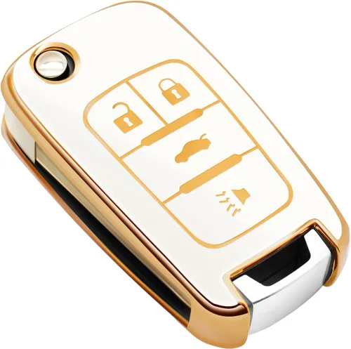 Miniatura 8 de FEYOUN Funda para llavero compatible con Buick Encore Chevy Chevrolet Camaro Equinox Impala Sonic Trax GMC Terrain Flip 4 botones TPU remoto sin