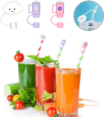 Miniatura 5 de Repuesto de popote para accesorios de copa Stanley, 6 fundas de popote para 6 popotes reutilizables, bonitas fundas de silicona para tapas Stanley