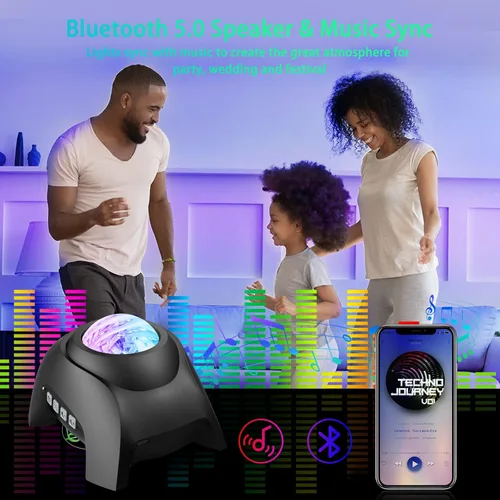 Miniatura 3 de AIRIVO - Proyector de estrellas, proyector de luz nocturna y altavoz de música y ruido blanco, proyector de máquina de sonido para niños adultos