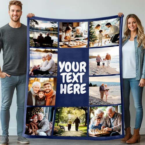Miniatura 21 de Mantas personalizadas con 1 foto y texto impreso en Estados Unidos Manta personalizada con imagen de 30 x 40 pulgadas Mantas personalizadas