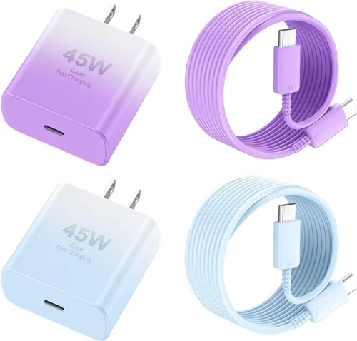 Miniatura 20 de Cargador para iPhone 17 16 Pro Max de carga rápida, 45W USB C Cargador súper rápido bloque con cable de carga tipo C de 3.05m para iPhone 17 Pro