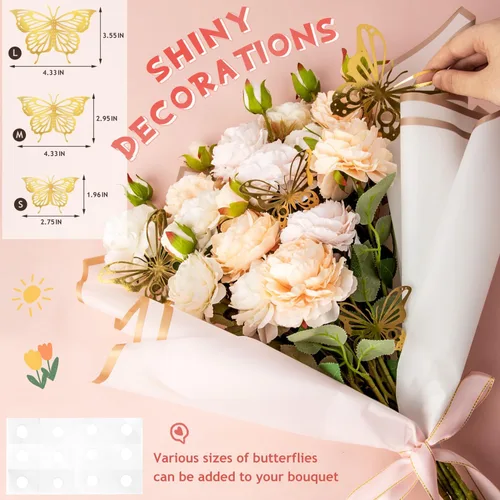 Miniatura 3 de KFPPLXQ Juego de 60 hojas de papel de regalo de flores de rosa, papel de regalo floral impermeable de 22.8 pulgadas con 3 rollos de cinta