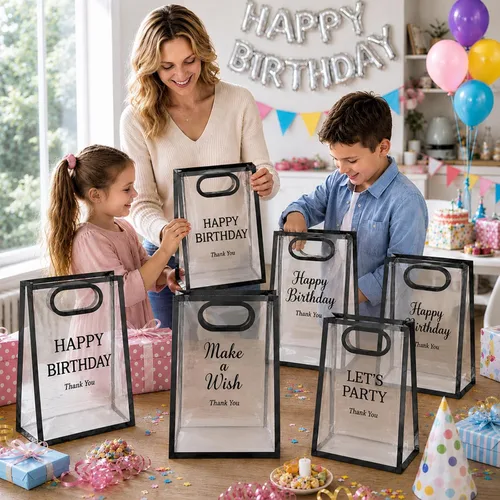 Miniatura 5 de SHIPKEY Bolsas de regalo transparentes de 9.4 x 5.9 x 3.1 pulgadas, pequeña bolsa de regalos para cumpleaños, boda, fiesta, bolsa de regalos