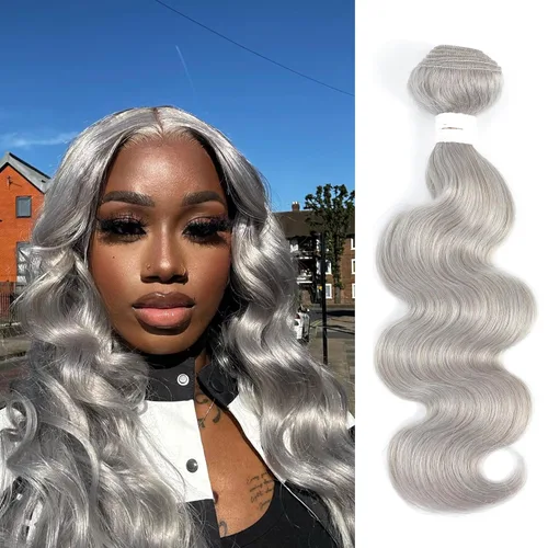 Miniatura 21 de Paquetes de Cabello Humano Ondulado Gris (10 pulgadas?1PC) 9A Paquetes de Tejido de Cabello Humano Brasileño Remy 100% Extensiones de Trama