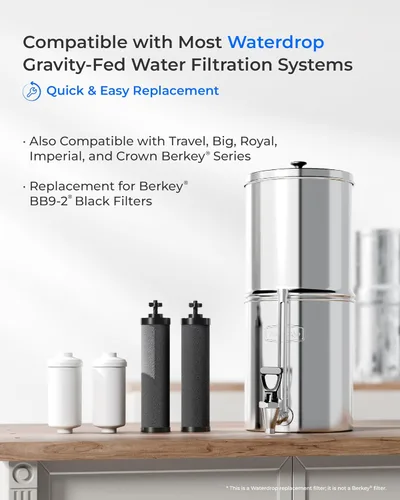 Miniatura 3 de [Ultrafiltración] Filtro de agua Waterdrop Gravity, repuesto para Berkey®, Purewell®, filtros negros BB9-2® y filtros de fluoruro PF-2®, sistema