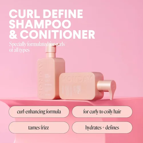 Miniatura 3 de MONDAY HAIRCARE Curl Define - Juego de champú + acondicionador (2 unidades) de 12 onzas cada uno nutre los rizos, domina el encrespamiento