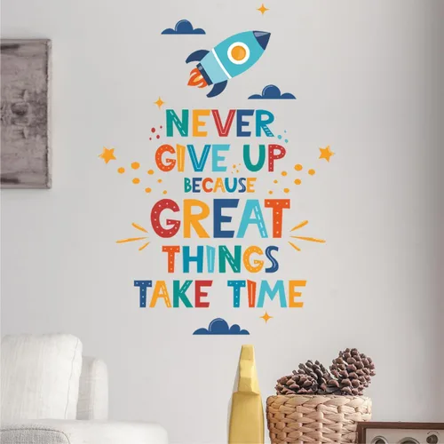 Miniatura 7 de Calcomanías de pared inspiradoras, calcomanías de pared extraíbles con texto motivacional con letras positivas, calcomanía de frase "Never Give Up