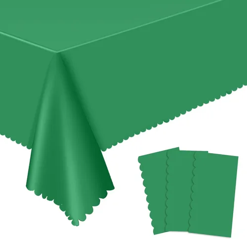 Miniatura 23 de 3 Pack Plastic Black Tablecloth, 54 X 108Inch Disposable Scalloped Dessert Table Coth for Rectangle Tables Waterproof Outdoor Table Cover for BBQ