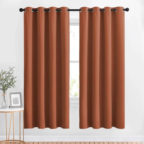 NICETOWN - Cortinas para oscurecer la habitación en color naranja quemado, tratamiento de ventana con aislamiento térmico, reducción de sonido,