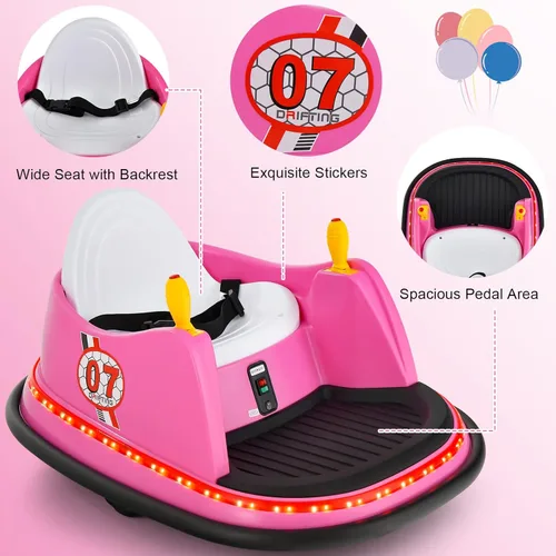 Miniatura 4 de Costzon Auto parachoques para niños, auto eléctrico de 12 V con control remoto, joysticks duales, giro de 360 grados, música, luces intermitentes