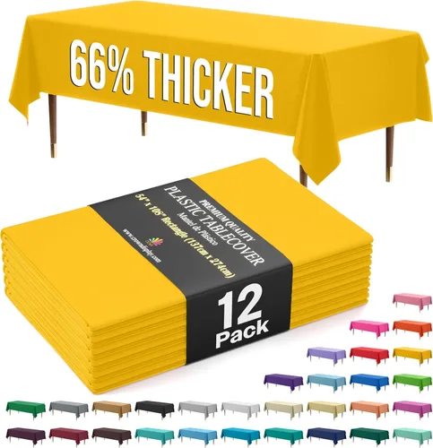 Miniatura 14 de Exquisite 66% Thicker Premium Plastic Table Cloth Rectangle Table Cover 0.5 Mil 6 Pack Aqua Table Cloth 54 Inch x 108 Inch Disposable Tablecloth