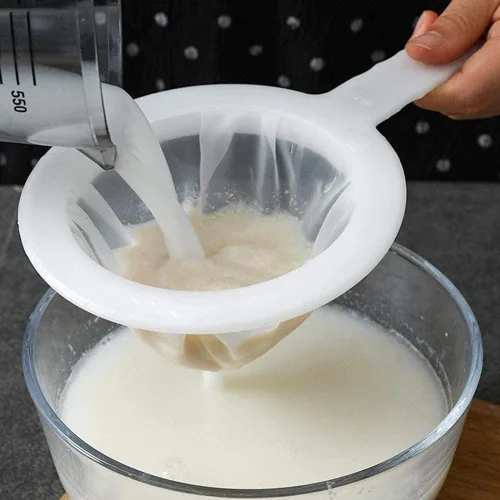 Miniatura 2 de Colador de malla de nailon ultrafino para cocina, tamiz de plástico, cuchara de filtro de malla fina para leche de soja, filtro de café, leche