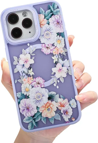 Miniatura 45 de Compatible con el teléfono 13 Pro - Funda magnética mate translúcida, de lujo, a prueba de golpes, magnética y con bonito patrón de flores, carcasa