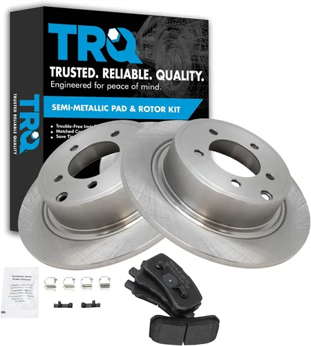 Miniatura 48 de TRQ Juego de pastillas de freno semimetálicas traseras y rotores compatibles con Chevrolet Trailblazer 02-06 Trailblazer EXT 04-06 SSR 02-07 GMC